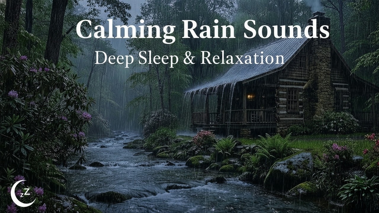 Cozy Rainy Night at Forest Cabin 🌧️ Gentle Rain & Stream for Sleep | 3 Hours