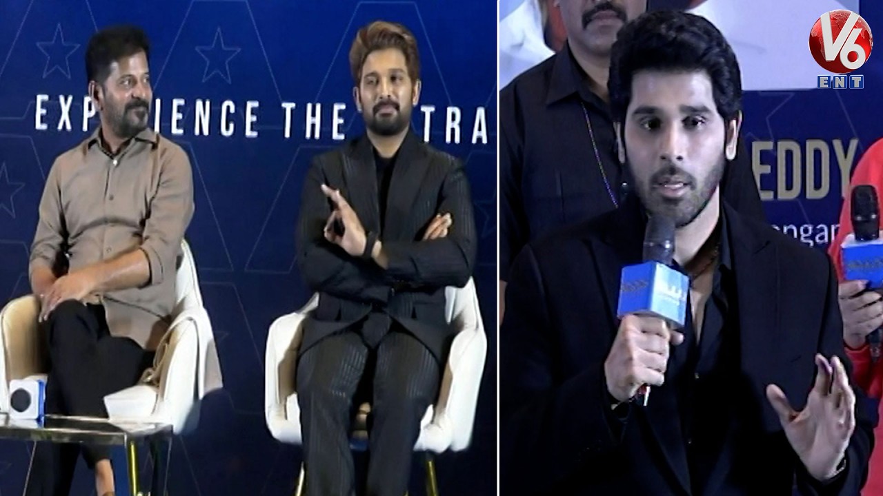 Allu Sirish Speech at Allu Cinemas Grand Launch Event | Allu Arjun, CM Revanth Reddy | V6Ent