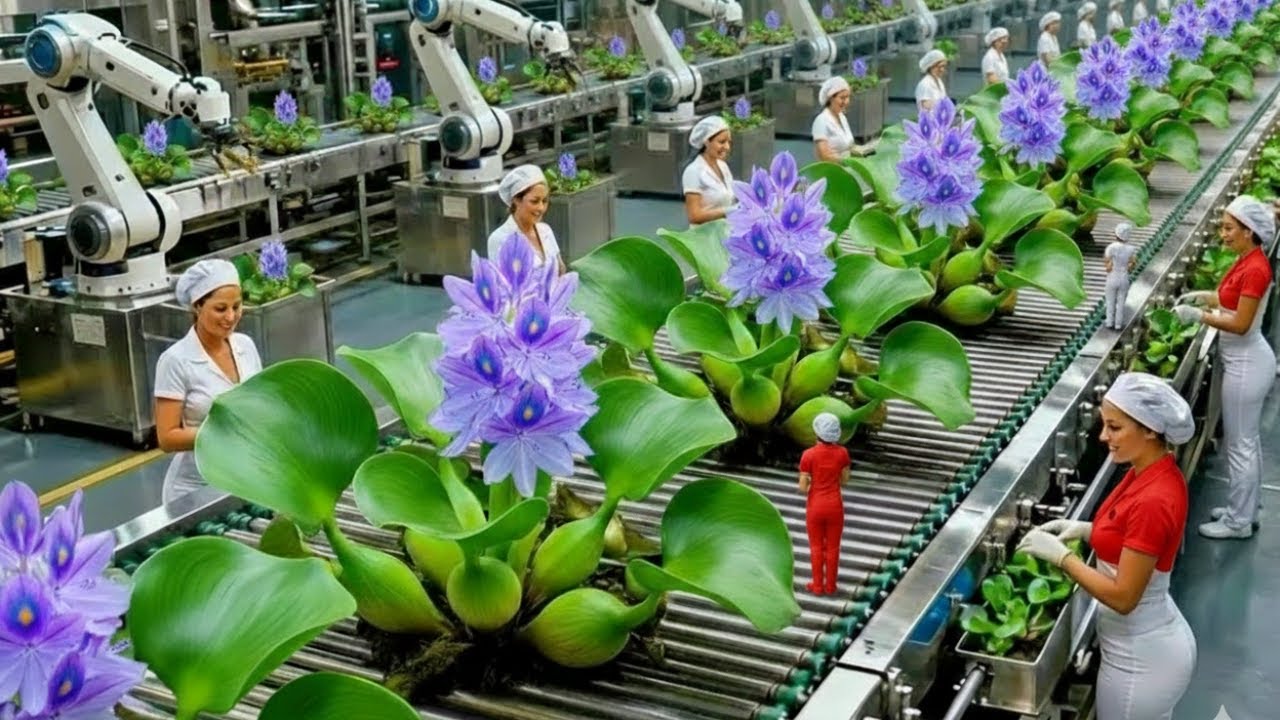 Inside a Modern Water Hyacinth Factory – From Raw Plants to Final Products (Full Process)