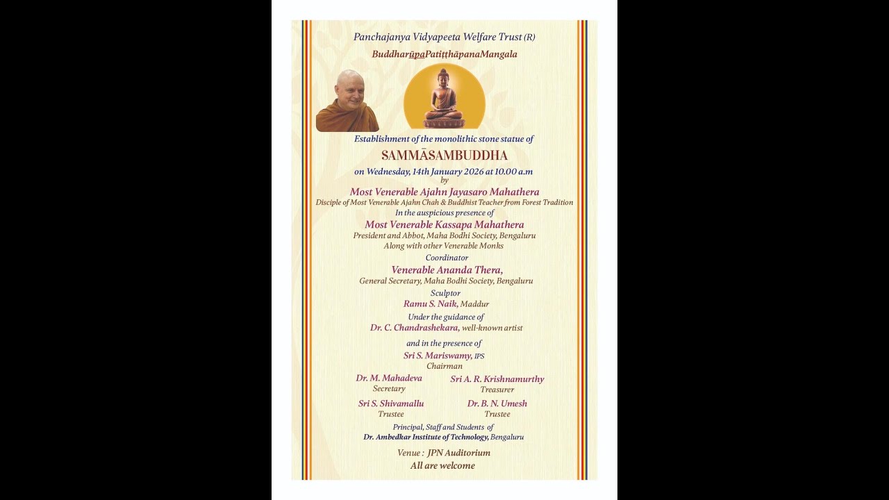 Consecration Ceremony of a Buddha Statue at Dr. AIT Campus by Panchajanya Vidya Peeta Welfare Trust.