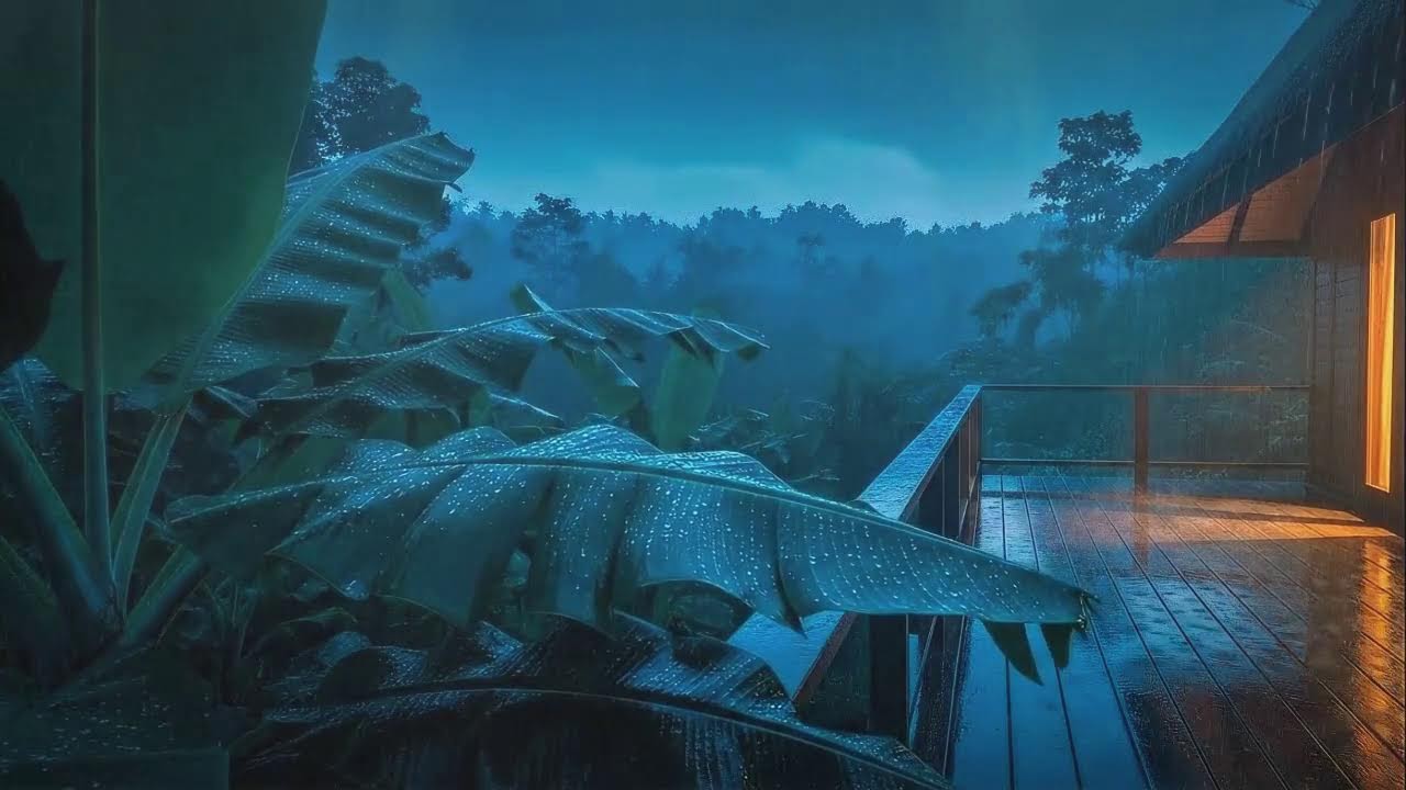 Sleep Faster with Gentle Rain Sounds and Rolling Thunder Echo at Cabin Terrace 🌧️