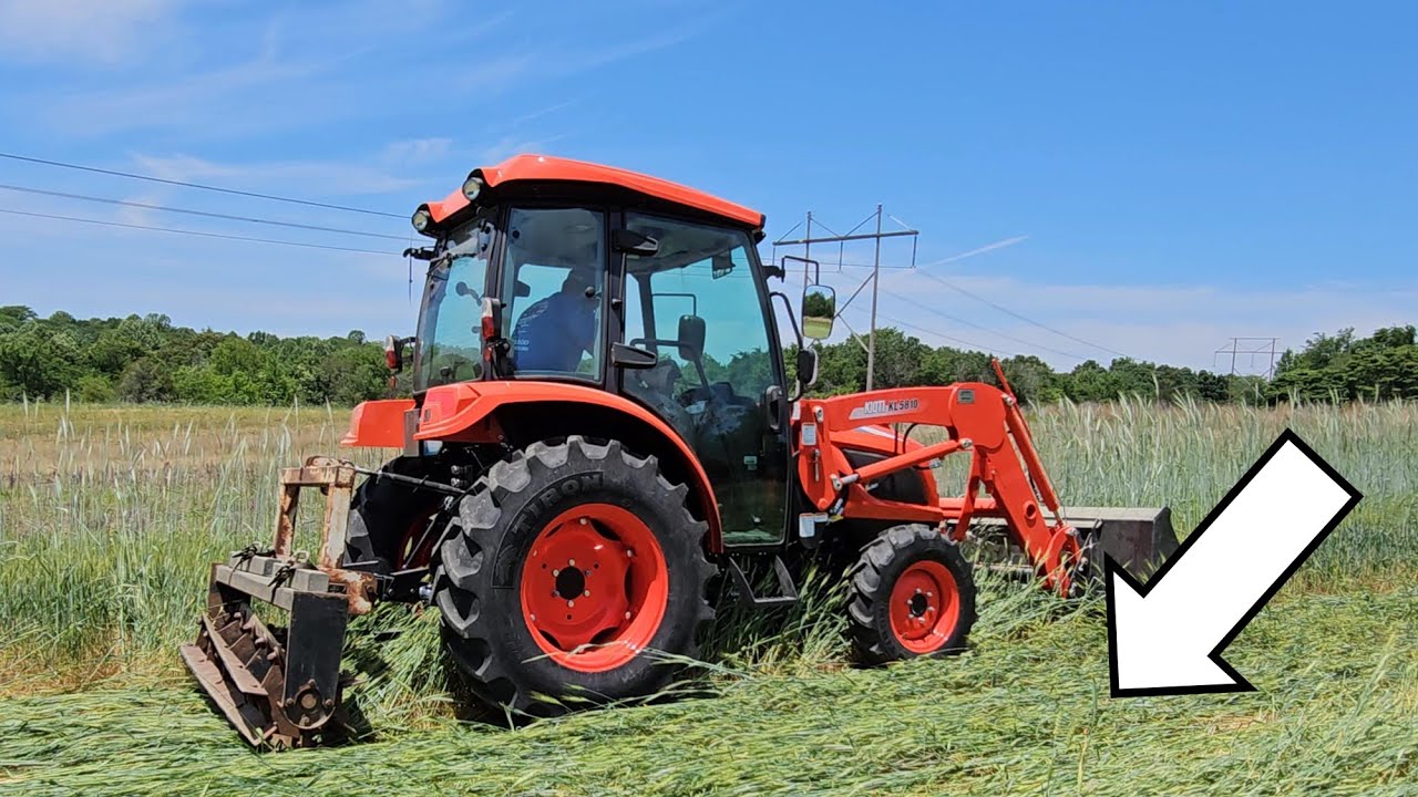 Buffalo food plot system! KIOTI NS6010 Southern Illinois food plots crimping the fall plots!