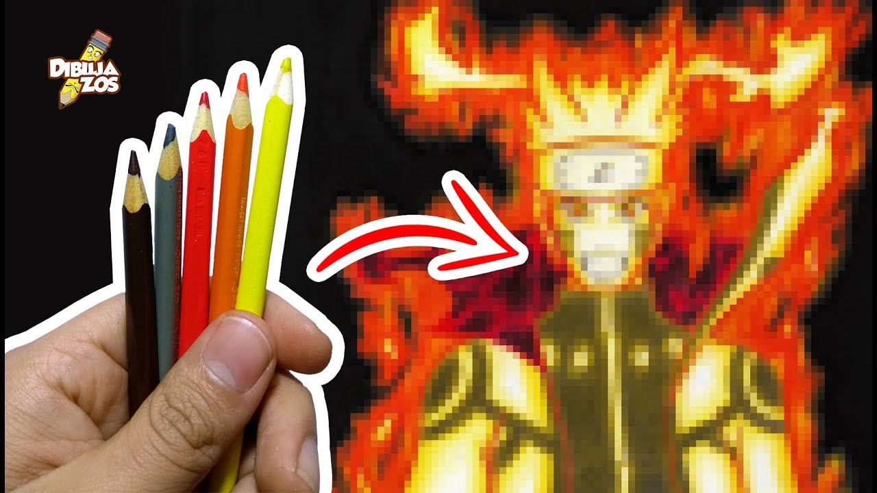 USO 5 COLORES PARA ESTE DIBUJO | DIBUJANDO A NARUTO MODO KURAMA | TUTORIAL