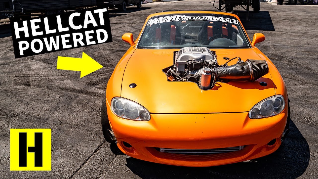 Mazda Miata с двигателем Dodge Hellcat может делать Burnout на 6-й передаче!