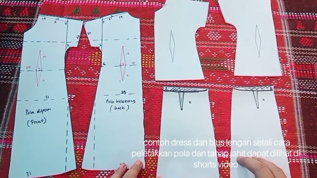 buat pola lengan setali Lingkar badan 100