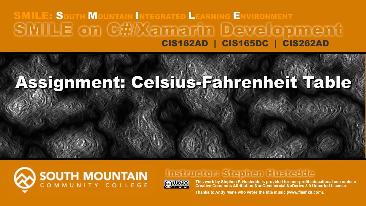 C#/Xamarin Cohort 04J - Celsius-Fahrenheit Table