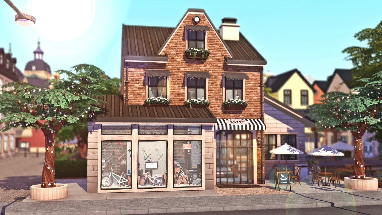 Nordhaven Bicycle Shop + Cozy Apartment  No CC Stop Motion | The Sims 4