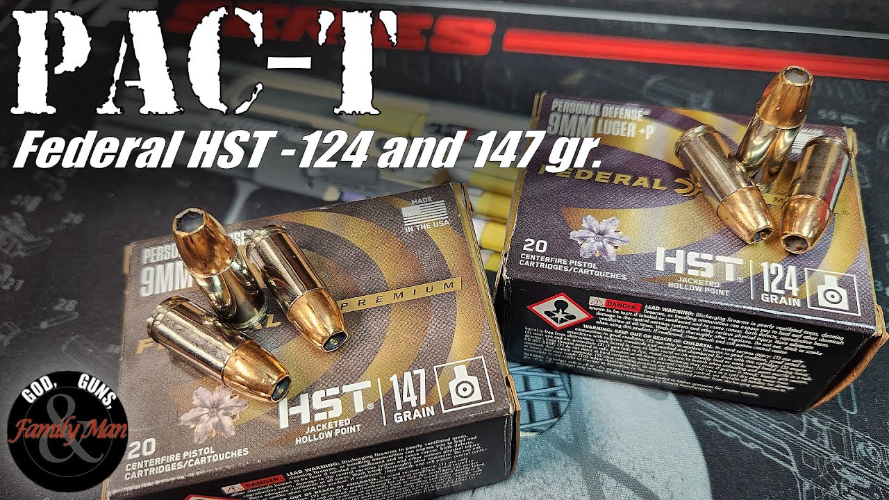 PAC-T Тестирование 124-грановых и 147-грановых федеральных пуль HST (с мягким барьером)