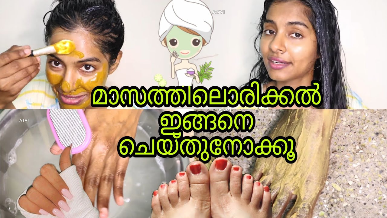 Chitchat|My monthly Haircare & Skincare manicure pedicure Routine - HairSpa At Home|Asvi Malayalam