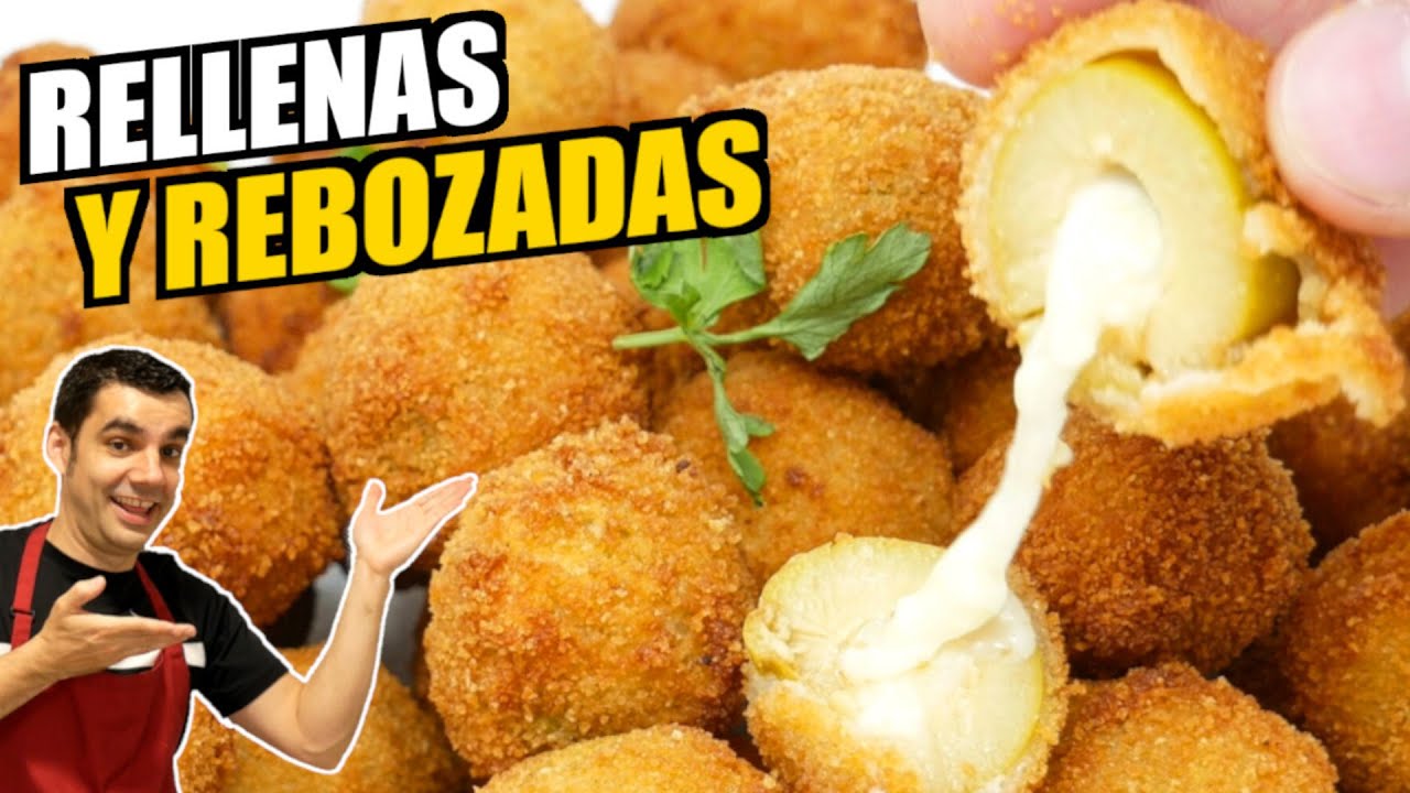🥗👩‍🍳 ¡Aperitivo irresistible! Aceitunas caseras RELLENAS de queso y REBOZADAS | Receta fácil