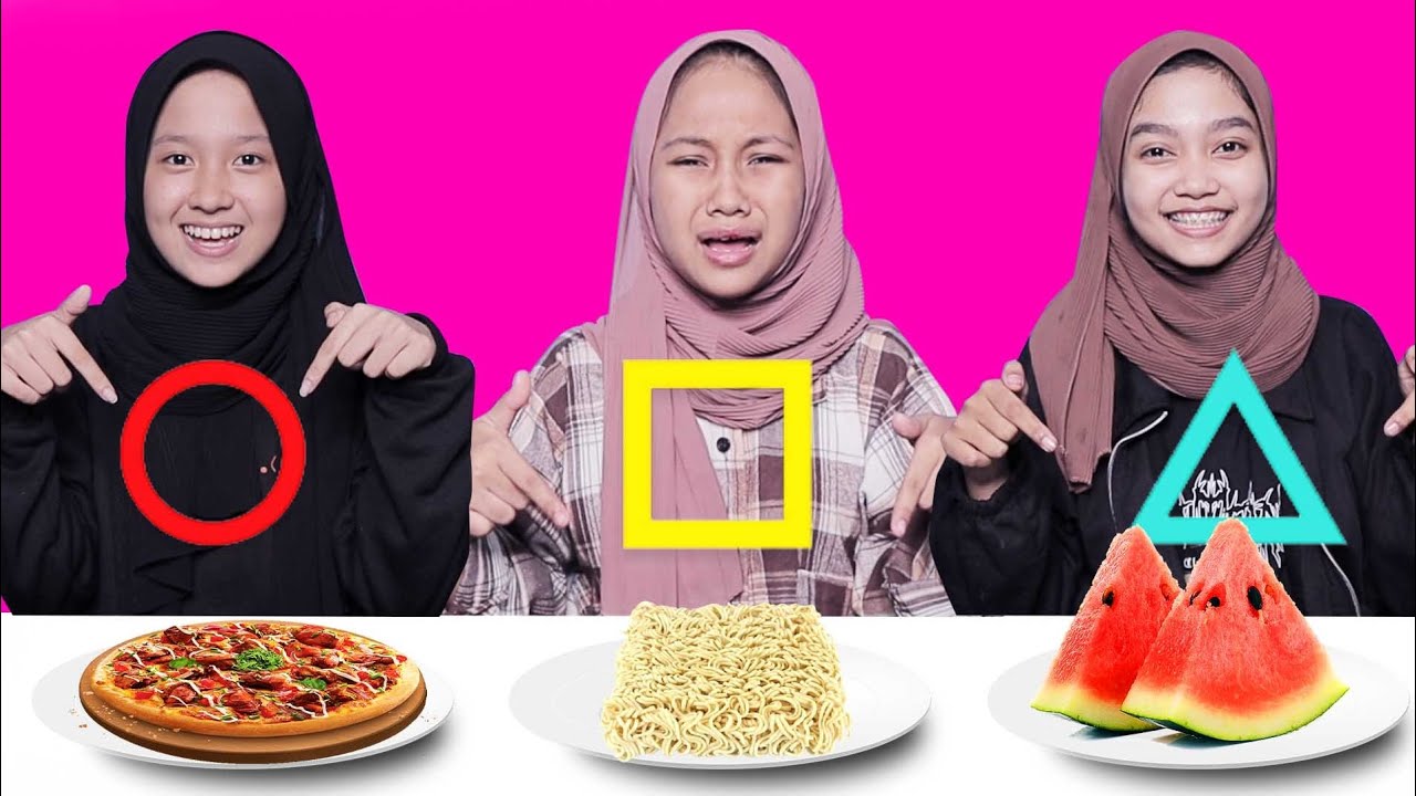 TANTANGAN MAKANAN KOTAK, BULAT, SEGITIGA |Desma And Bestie