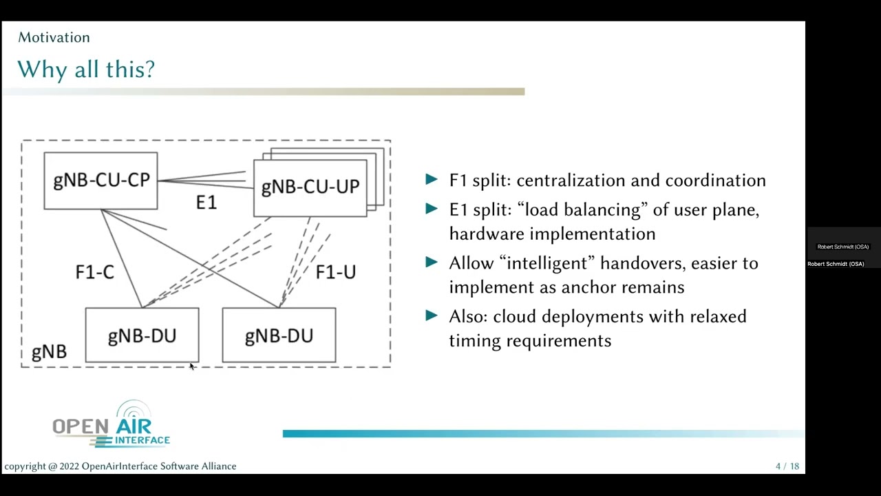 OAI Webinar Series Chapter 13: Overview of F1 and E1 in OAI and F1 Handover