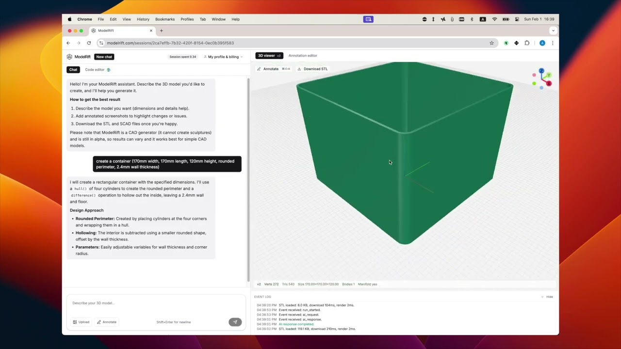 Crafting a custom storage box for a 3D printer in 30 seconds, in a browser