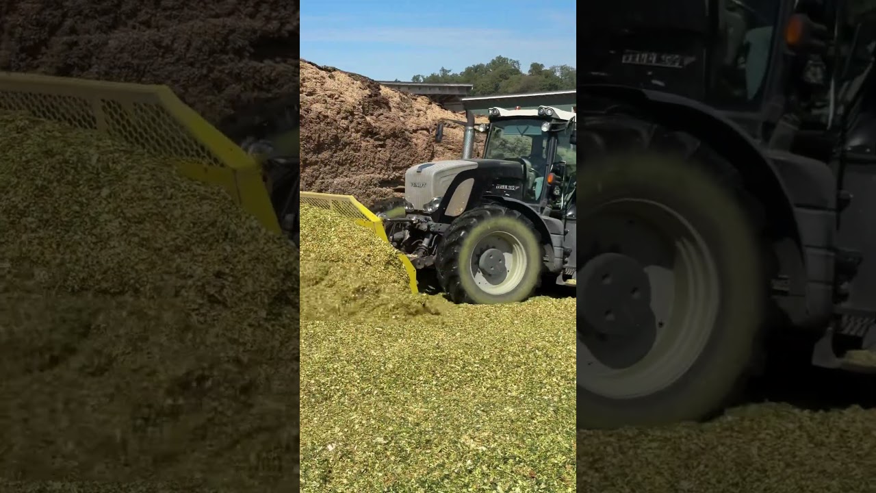 Fendt series 9 pushing Corn silage up the pile.