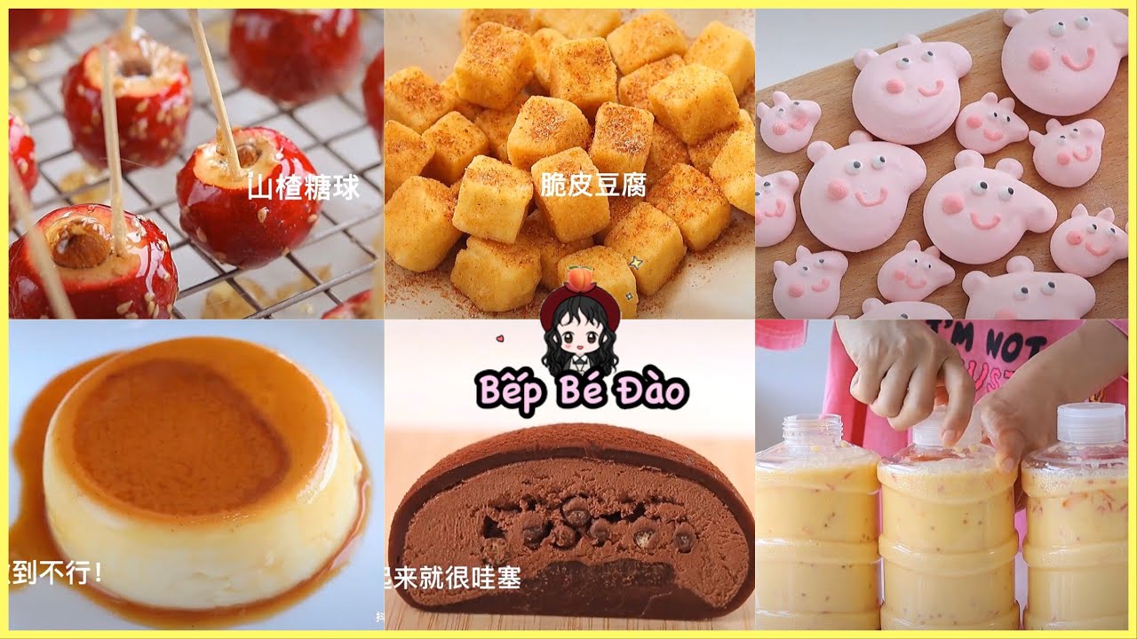 [Vietsub] Bếp Bé Đào #17| Nấu ăn Tiktok ASMR| Bánh flan,Kẹo táo tàu,Mochi socola,Trà sữa,Kẹo dẻo