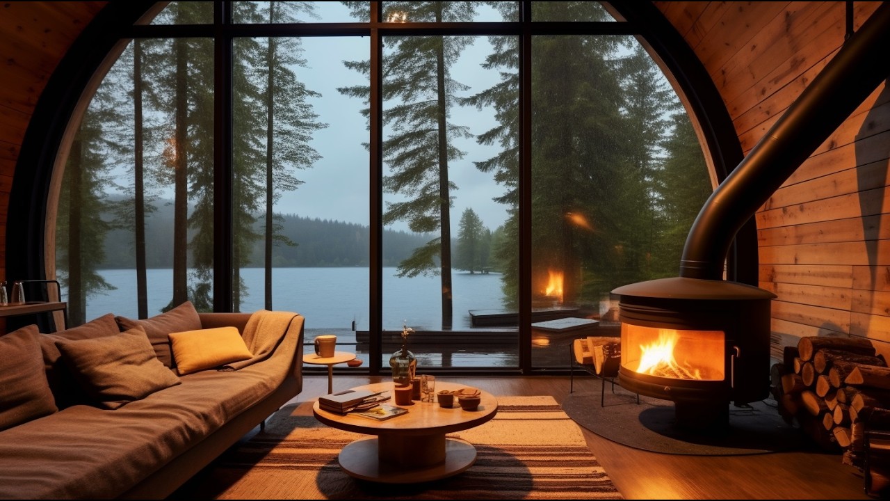 🔥 Cozy Cabin Heavy Rain 247  🌧️ Rain Sounds & Crackling Fireplace