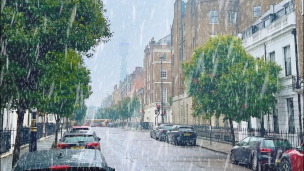 ☔️ 2.5 hours HEAVY LONDON rain walk compilation [4K] | 2024