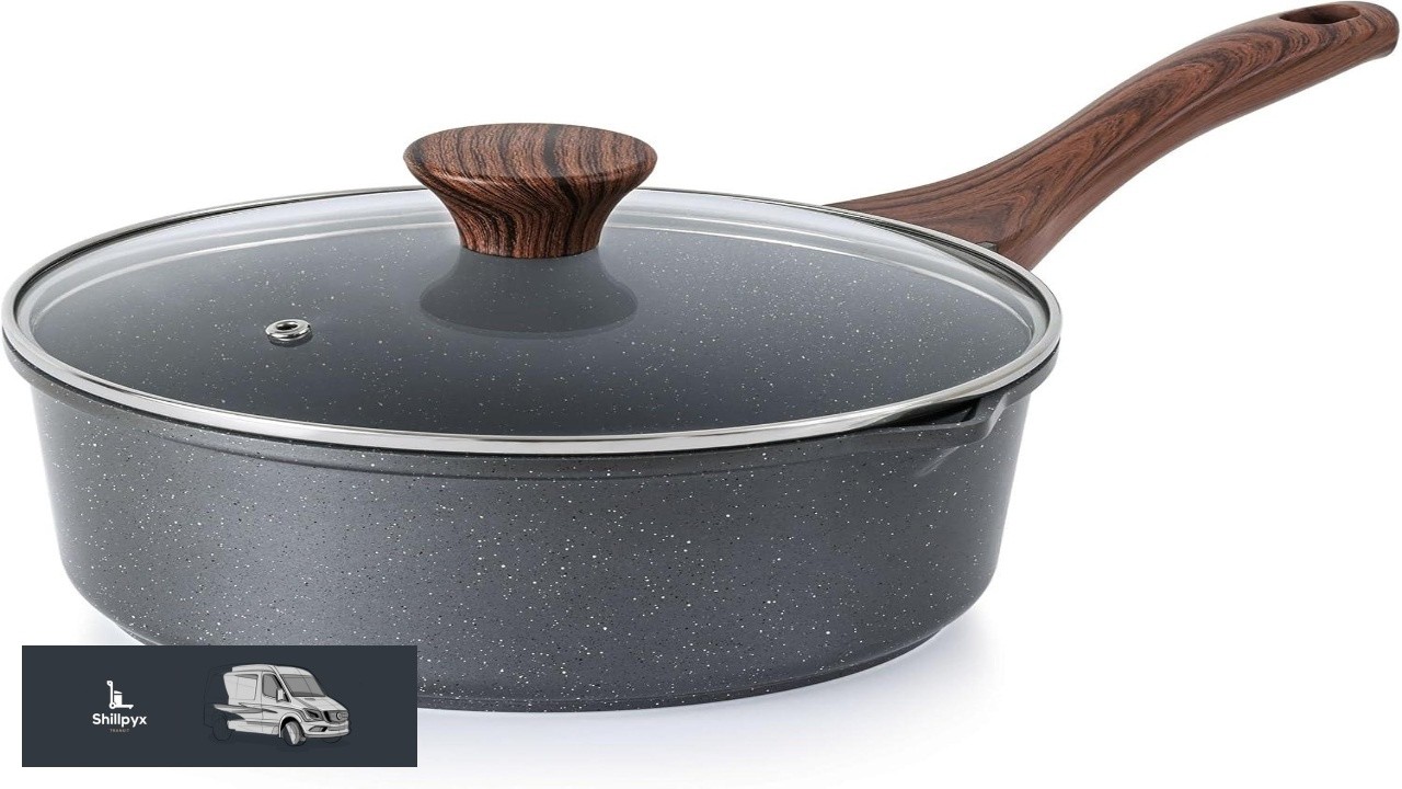 SENSARTE Nonstick Sauce Pan with Double Spout 3.0 Quarts Swiss Granite Coating