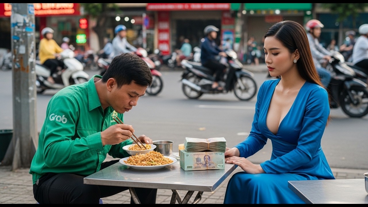 Nữ Tỷ Ph&uacute; Th&aacute;ch Anh Xe &Ocirc;m Đang Ngồi Ăn M&igrave; X&agrave;o: 