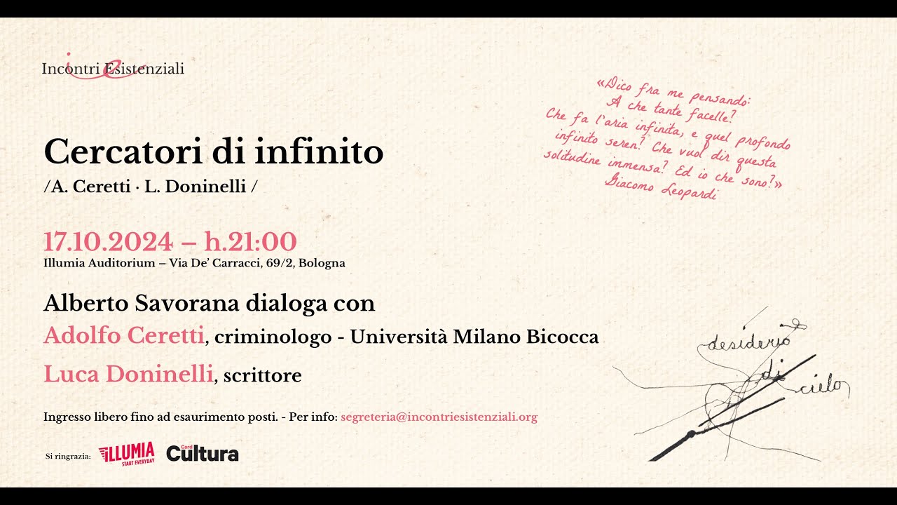 Cercatori di infinito: Adolfo Ceretti e Luca Doninelli