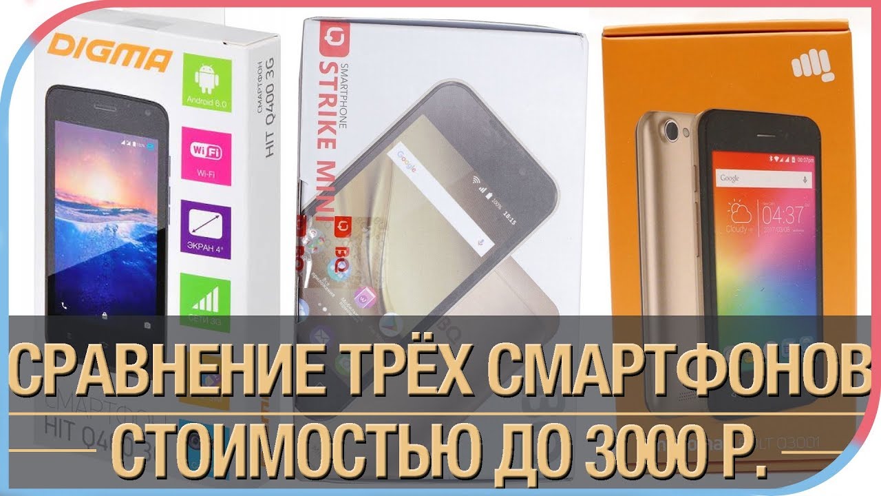 Сравнение Android-смартфонов стоимостью до 3000 рублей