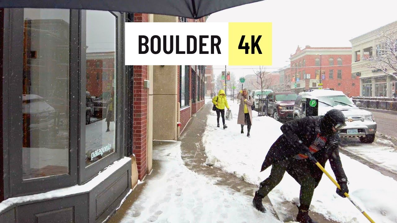 Boulder Colorado snow walk 🇺🇸 Pearl Street April 2023 4K 60fps