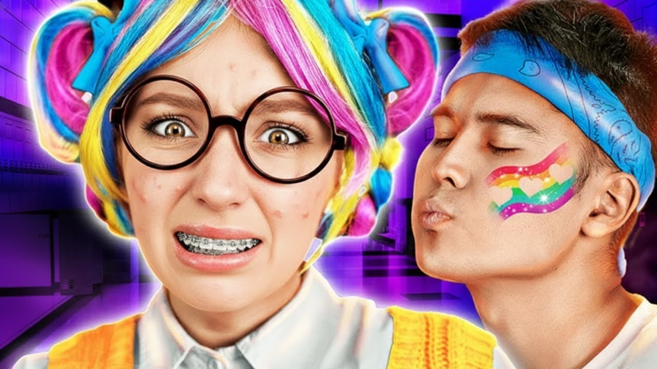 INCREDIBLE RAINBOW MAKEOVER HACKS & CRAFTS | From NERD to RAINBOW QUEEN 🌈👑
