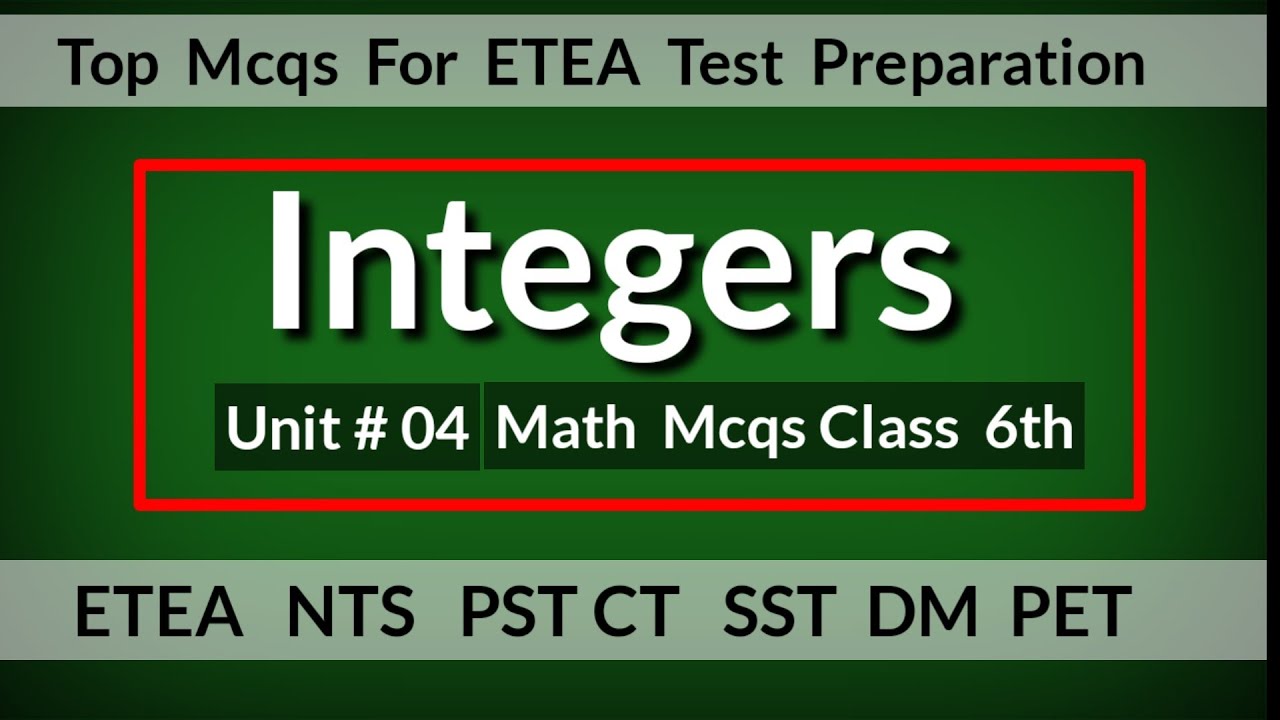 Integers Unit 04  Clsss 6 Mathematics Mcqs