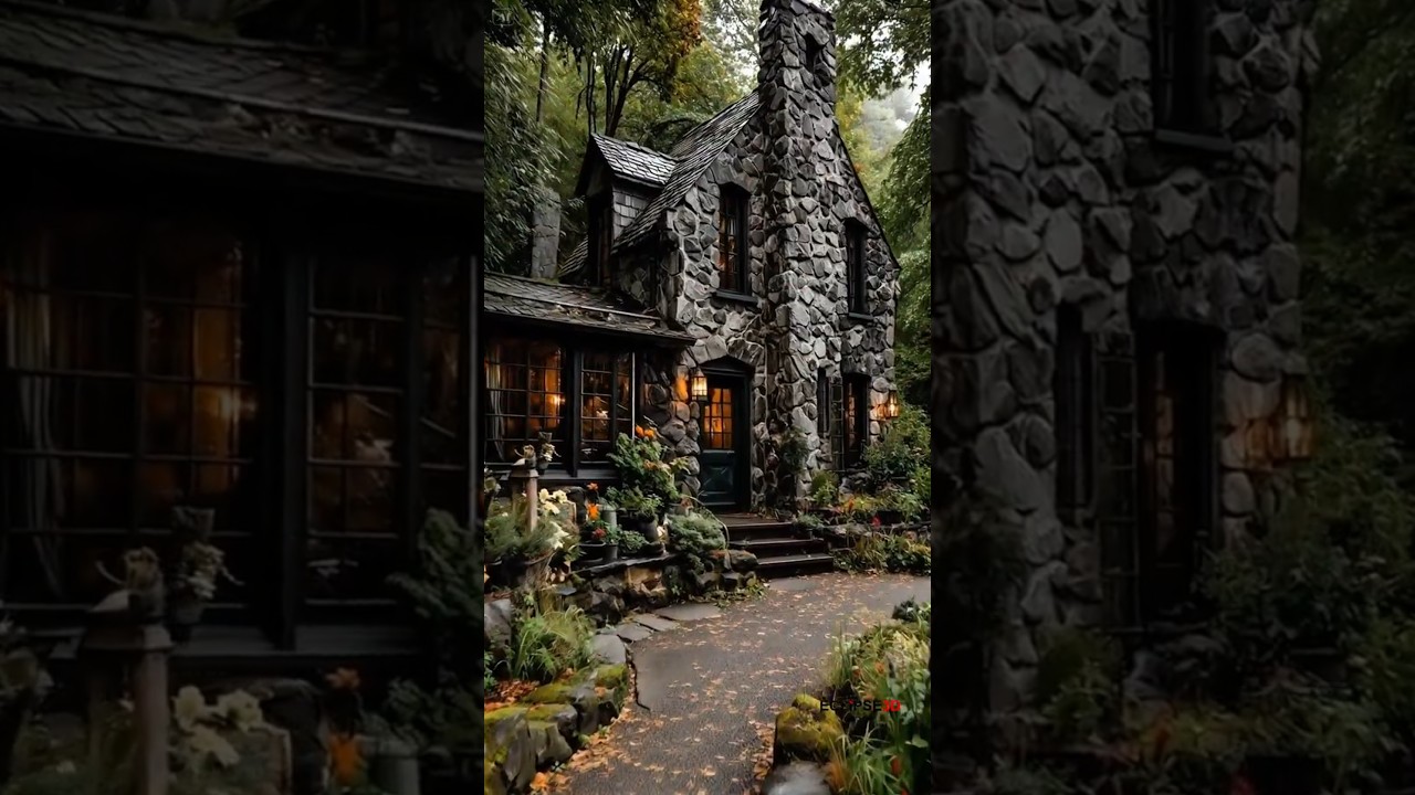 Enchanting Stone Cottage Tour  Cozy Interior & Forest Ambience #StoneCottage #FairytaleHouse #shorts