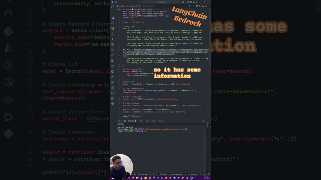 Setup a simple RAG with LangChain & Bedrock 🤗 #aws #ai #coding #python #langchain #aiagents #agents