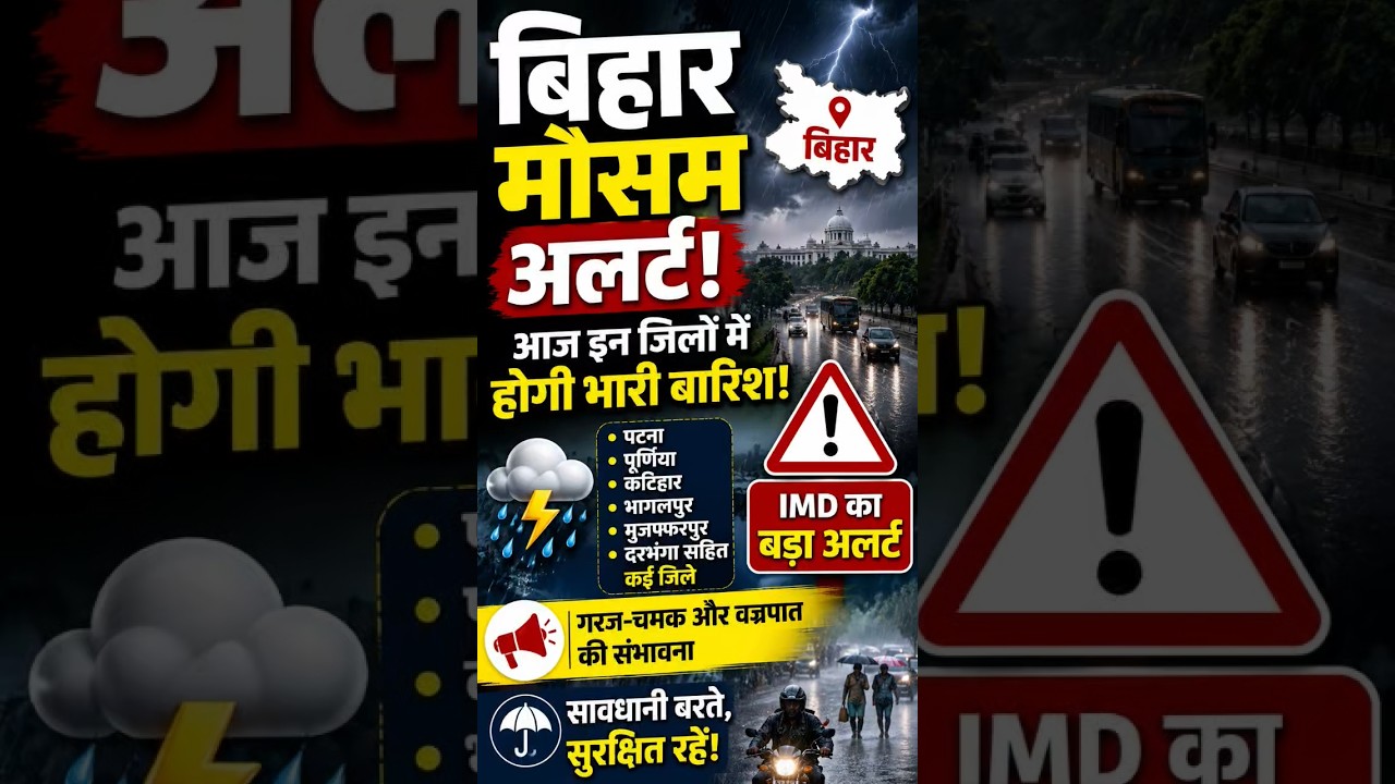 बिहार मौसम अलर्ट! आज इन जिलों में होगी भारी बारिश | Bihar Weather News Today #shortsfeed #shorts