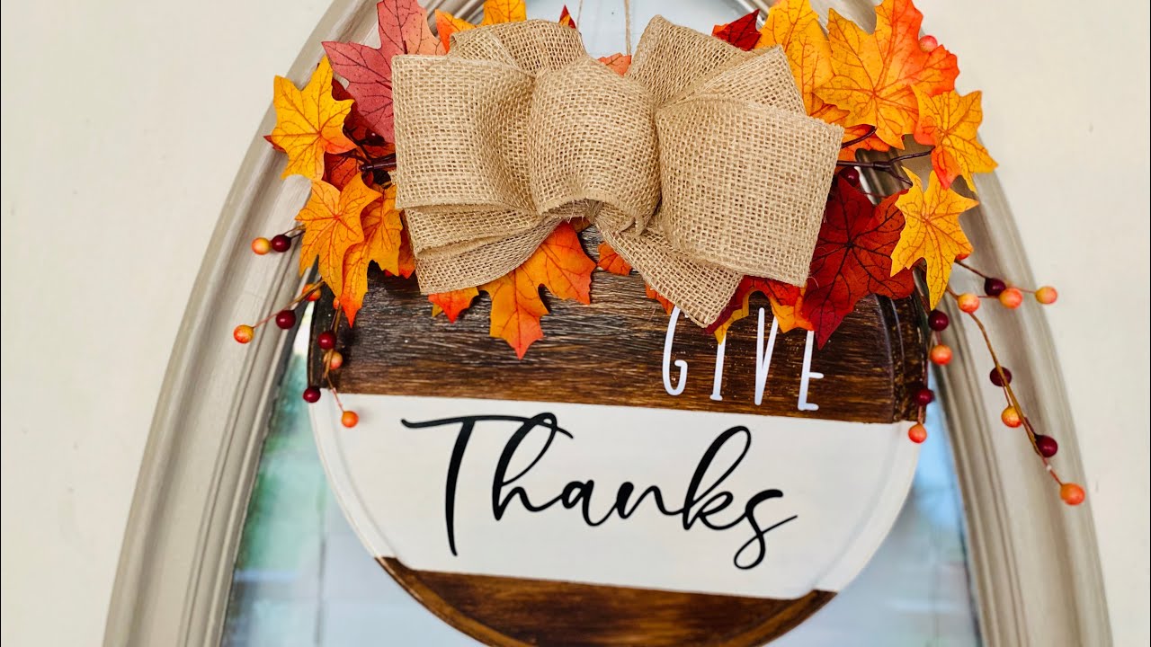 Thanksgiving Dollar Tree DIY Front Door Farmhouse Decoration Sign Pizza Pan