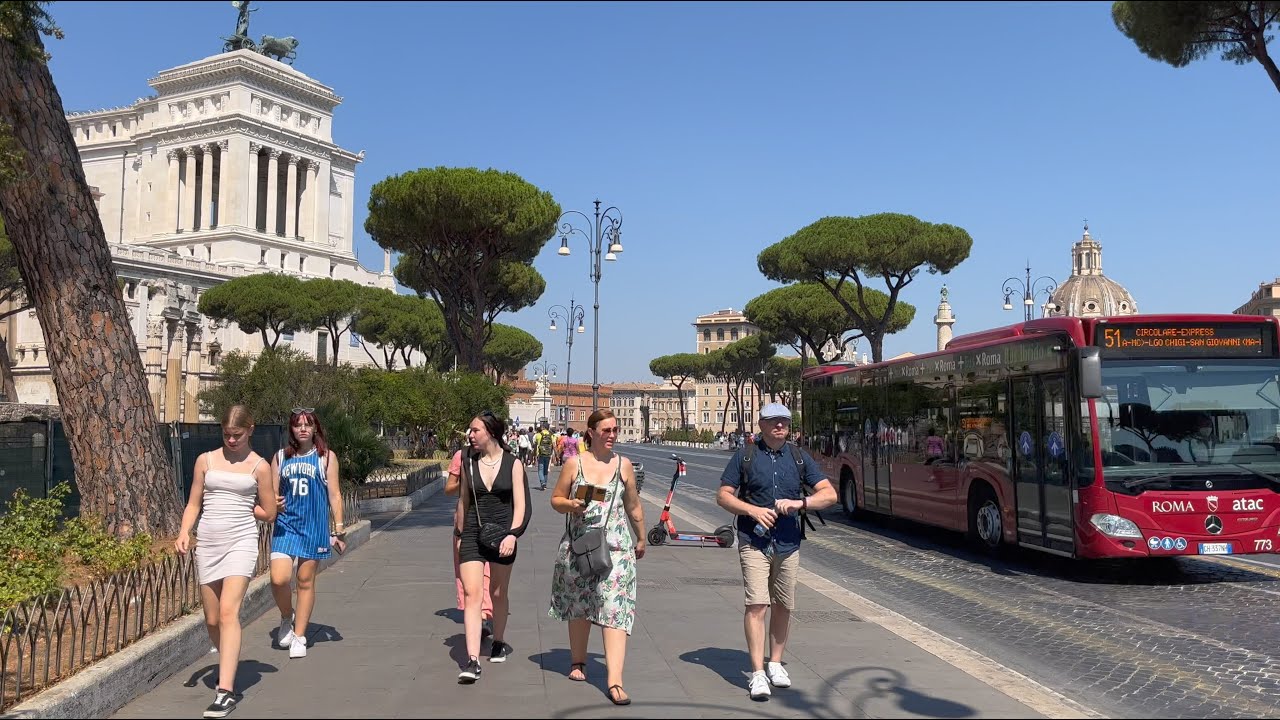 Прогулка по Риму (Via dei Fori Imperiali) 26 июля 2022 г. [4K HDR]