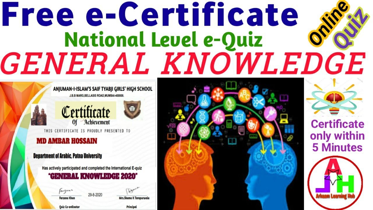 General Knowledge Quiz | International Level E-Quiz on General Knowledge