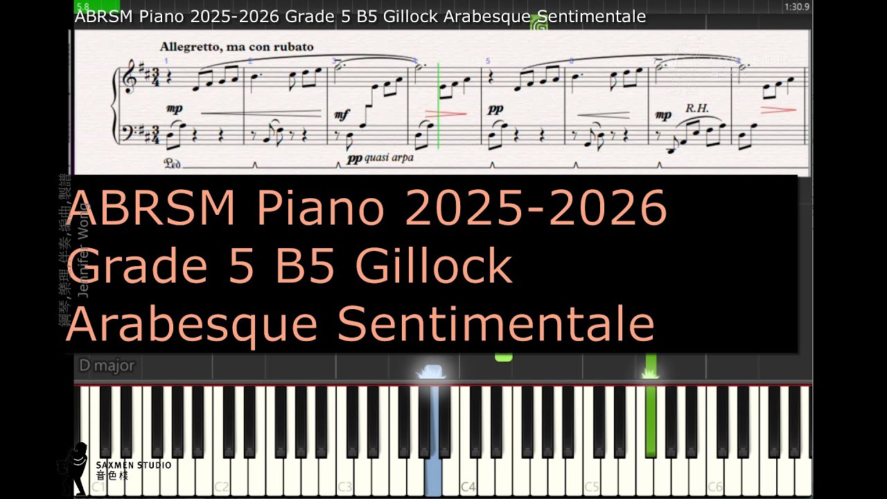ABRSM Piano 2025 2026 Grade 5 B5 Gillock Arabesque Sentimentale