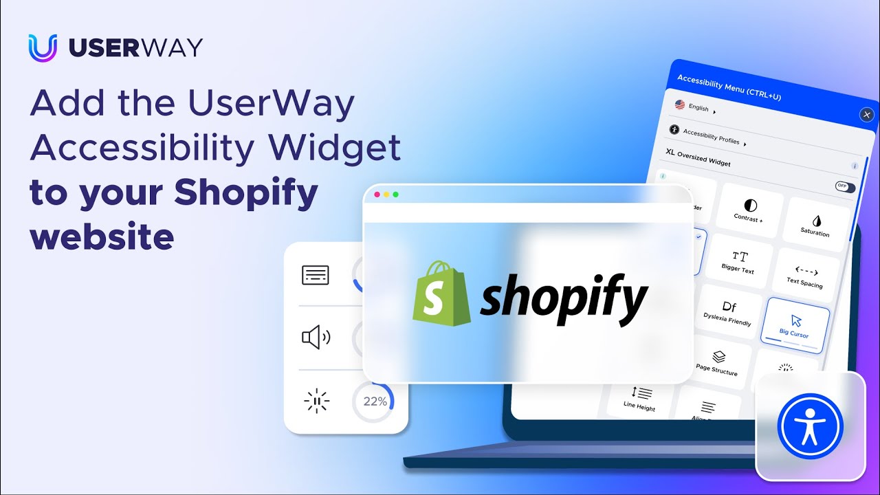 Add the UserWay Accessibility Widget to your Shopify website (from the Shopify App Store)