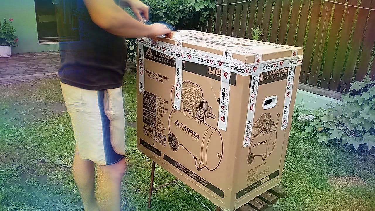 Kompresor TAGRED V2 50L unboxing i dolanie oleju (oil fill)