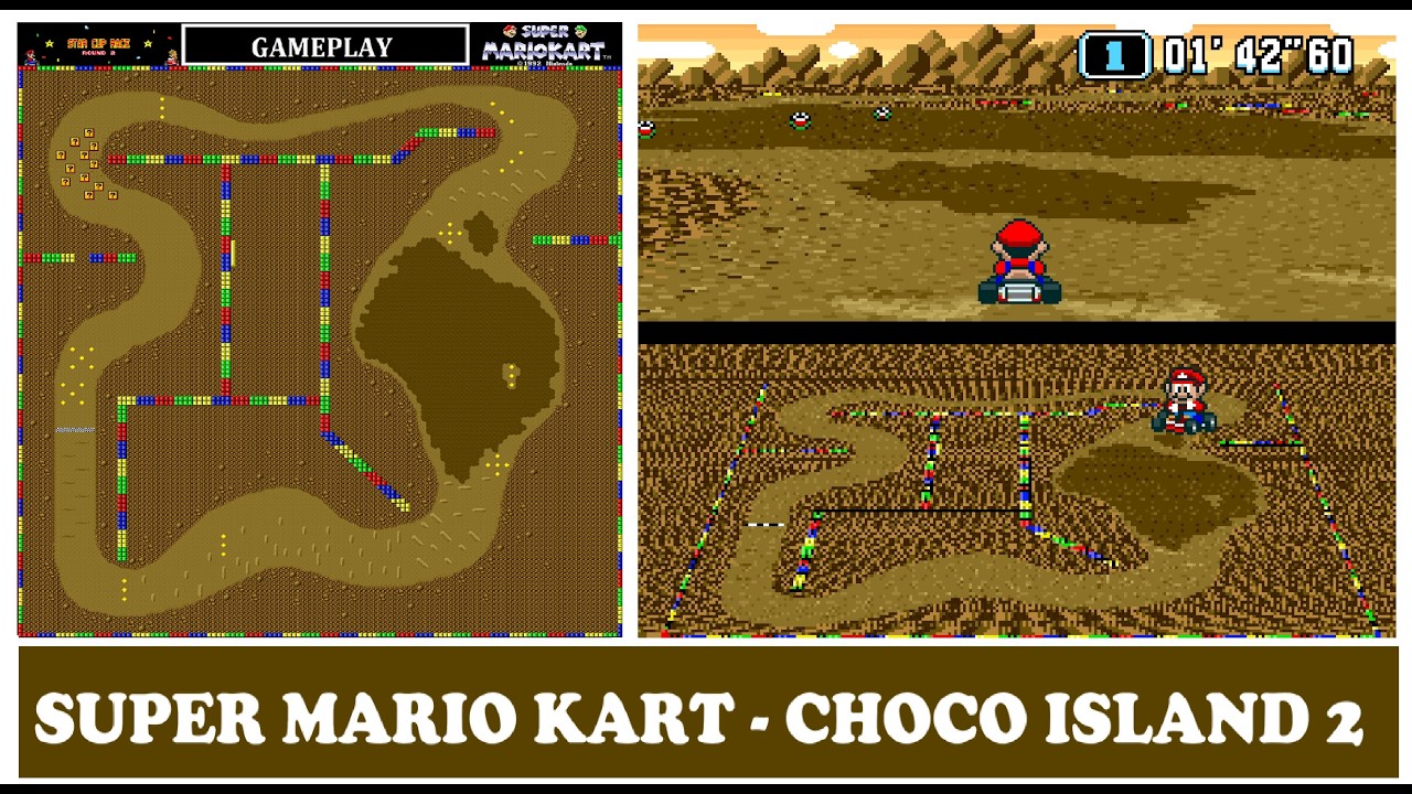 Cap&iacute;tulo 14 - Super Mario Kart - Time Trial - Choco Island 2 - Gameplay- SNES - Super An&aacute;lisis