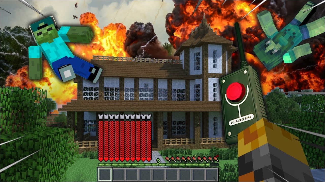 MARK FRIENDLY ZOMBIE BLOWS UP HOUSE WITH EXPLOSIVES MOD / NUKE SURVIVAL !! Minecraft