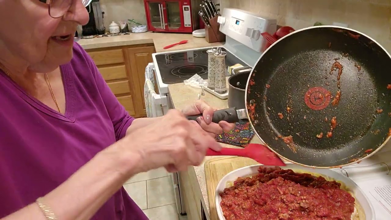 Spaghetti Pie with Ceasars Salad