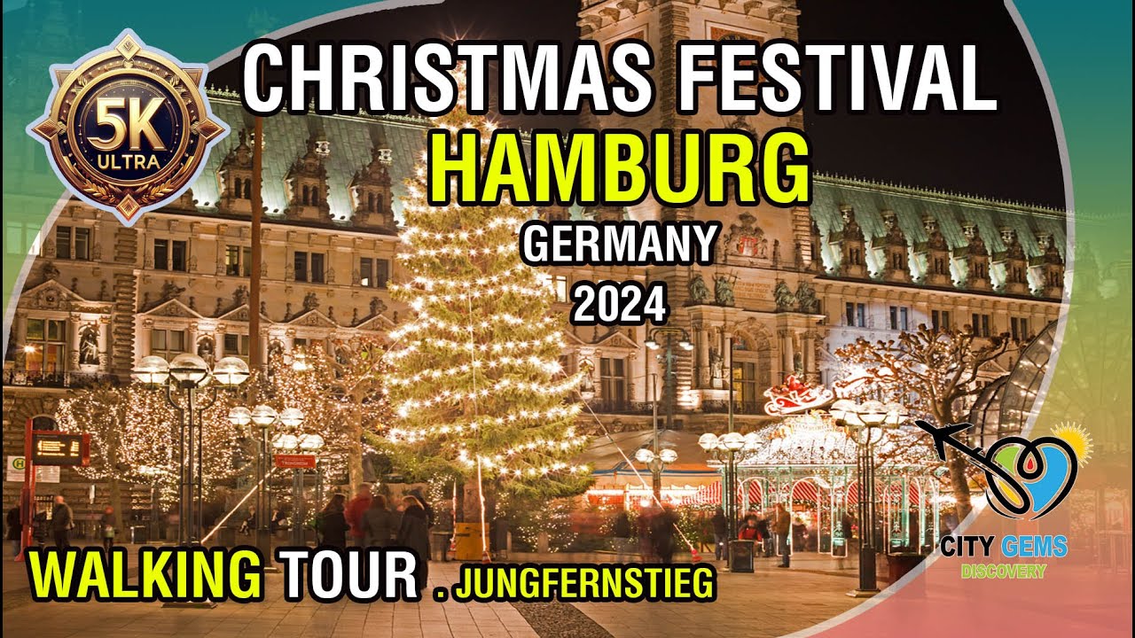 🌟Christmas Street Festival🌟 in Hamburg Jungfernstieg . Walking Tour . 2024 -Captured in 5K HDR . New