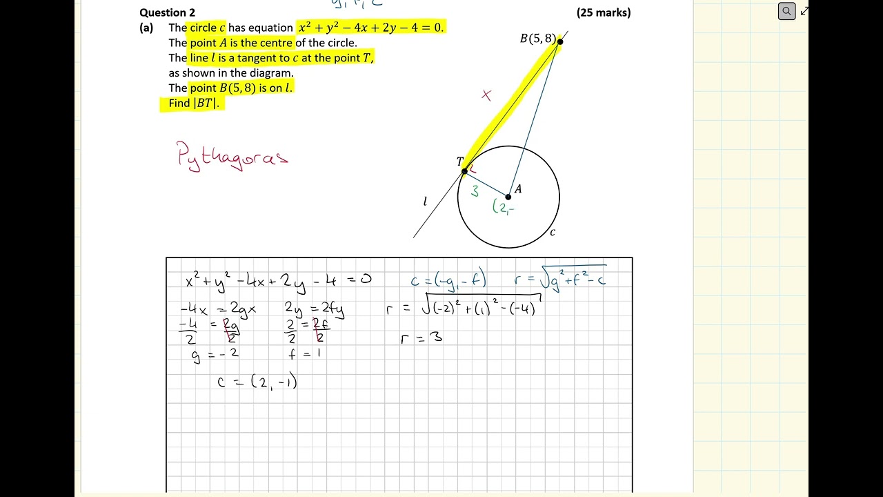 LC HL Maths The Circle Exam Qs 4