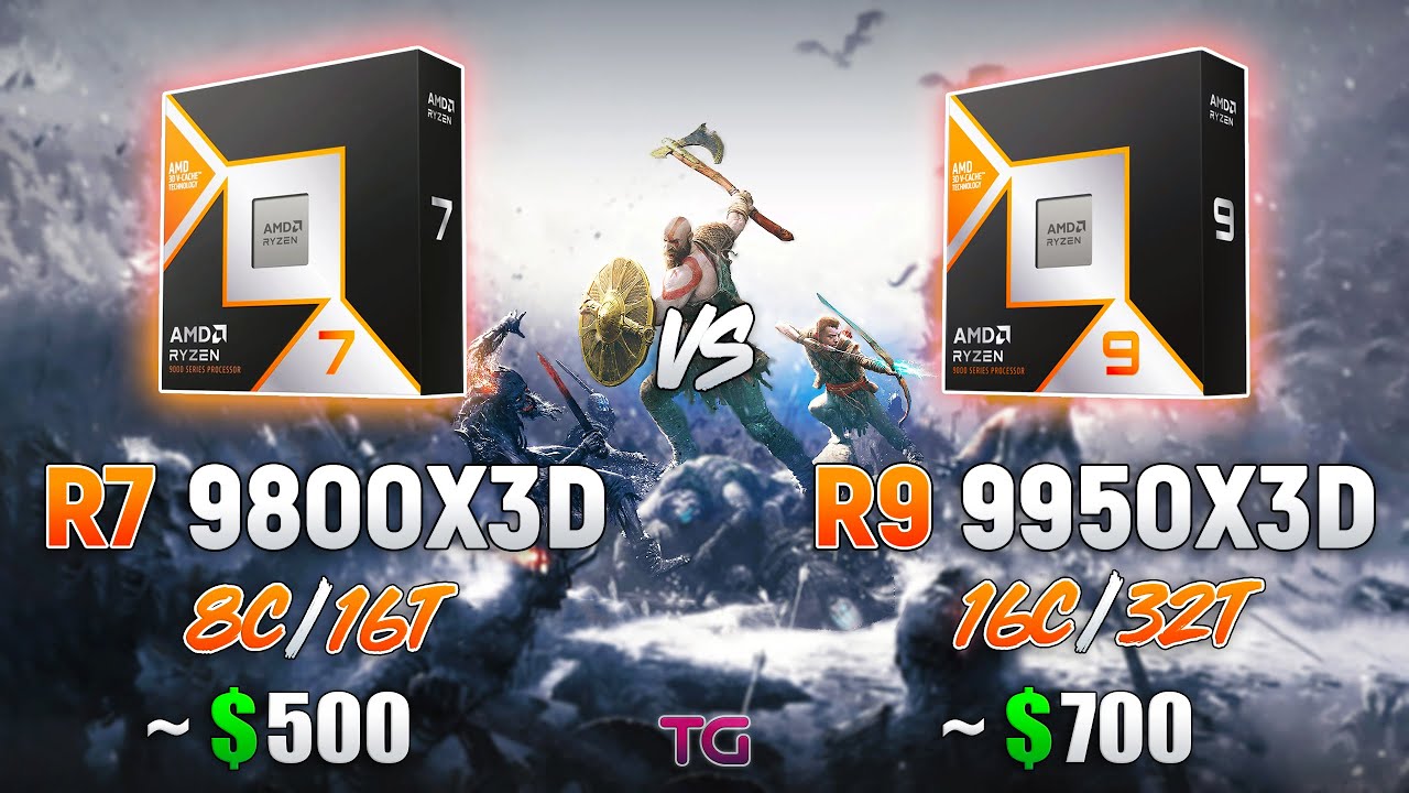 Ryzen 9 9950X3D vs Ryzen 7 9800X3D - Test in 12 Games