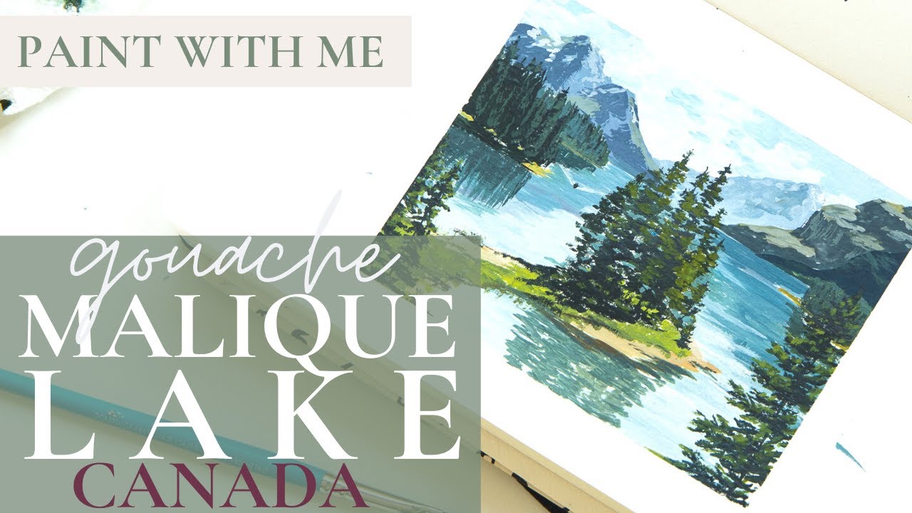 Gouache Landscape Painting in Moleskine Sketchbook timelapse | Maligne Lake, Canada |