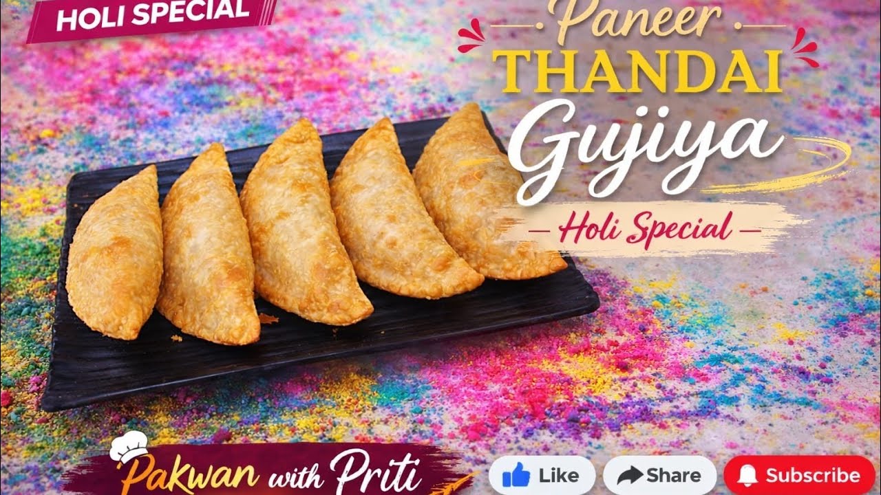 Holi Special Thandai Paneer Gujiya Recipe | Khoya Style | No Mawa Sweet @pakwanwithpriti 