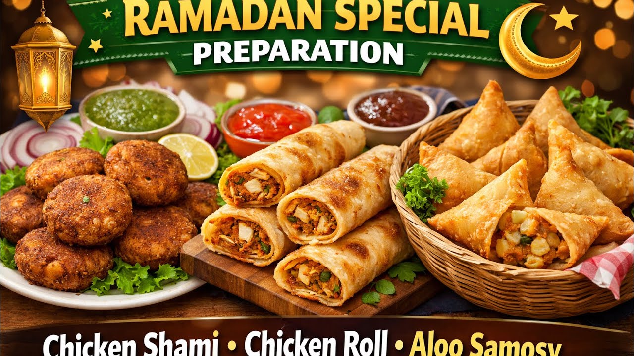 Ramadan Special Iftar Preparation | Chicken Shami Kabab, Chicken Roll & Aloo Samosa Recipe