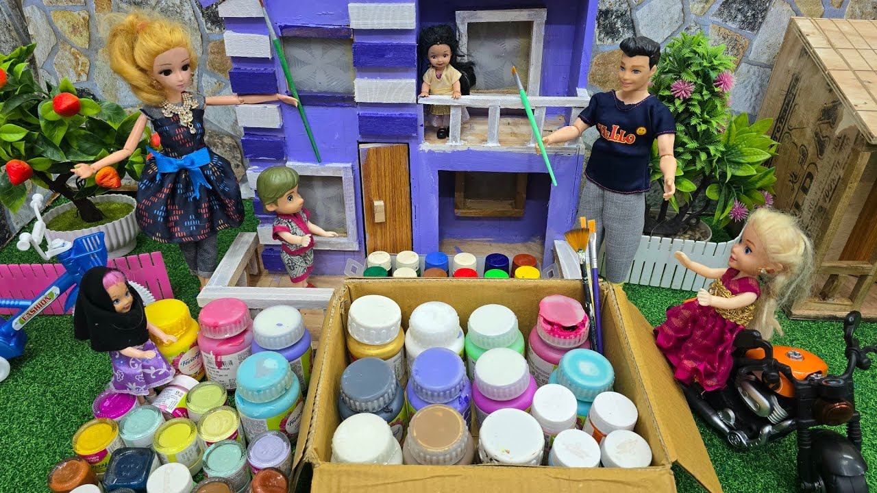 New House painting for Barbie girl/புது வீட்டுக்கு பெயிண்ட் அடிக்கப் போறோம்/Barbie show videos tamil