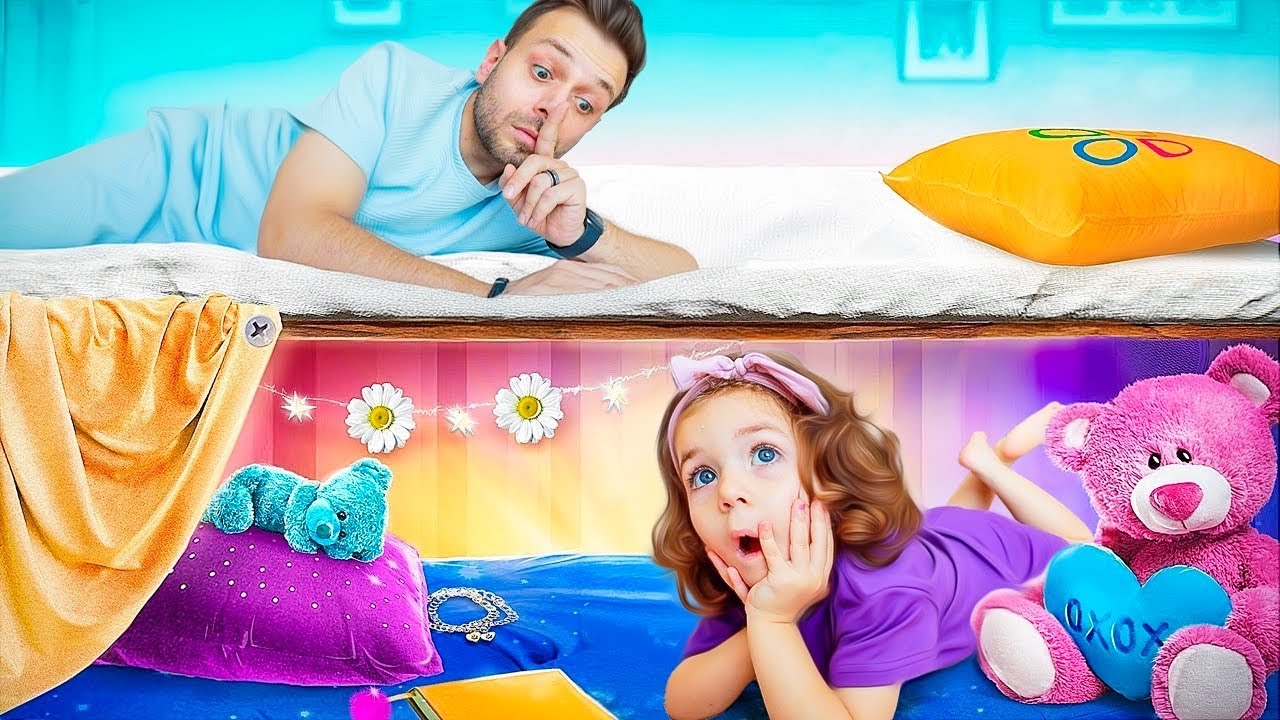 سوينا غرفة سرية تحت السرير باللون الوردي 🌸 عشنا فيها يوم كامل 😍