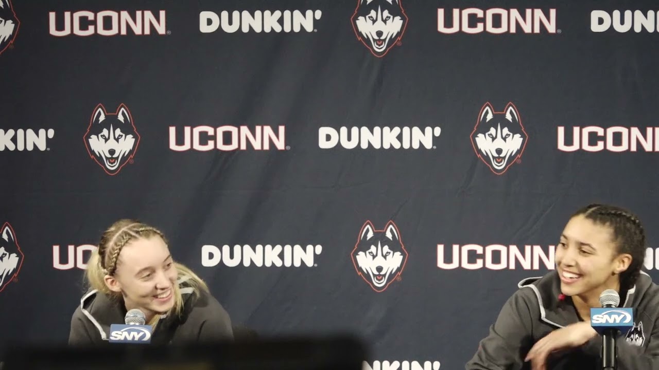 UConn WBB Postgame St John's: Paige Bueckers and Azzi Fudd