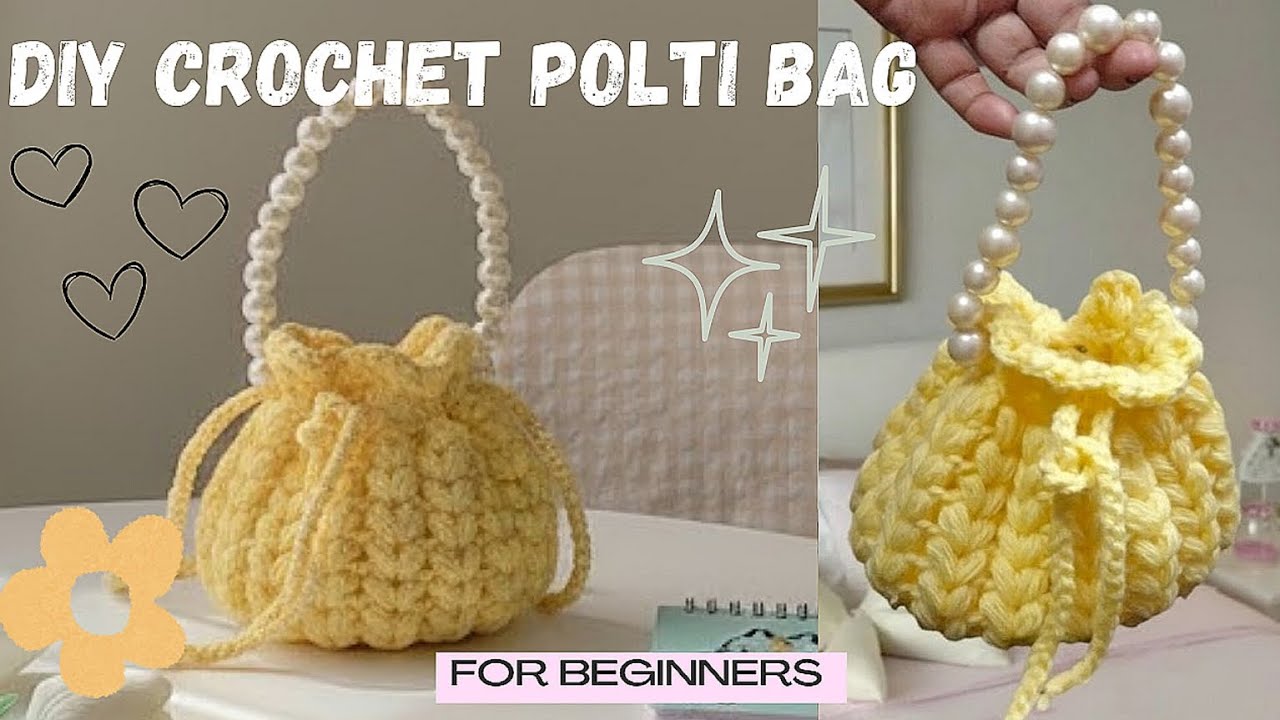 DIY Beautiful And Easy Crochet Potli Bag For Beginners!🎀 #crochet #trending #fyp #diy #smallbusiness